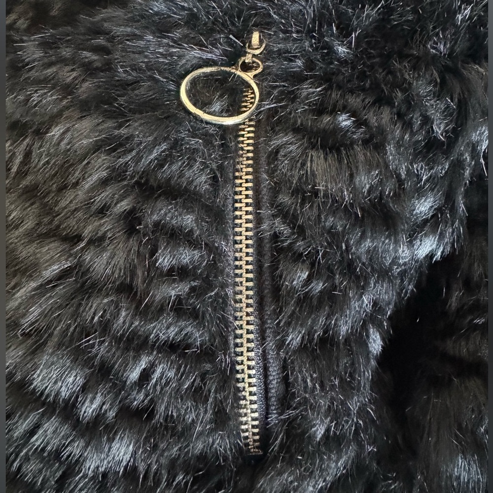 Topshop Faux Fur Black Zip up Teddy Jacket US Size 6 w/Front Pockets - Picture 9 of 9